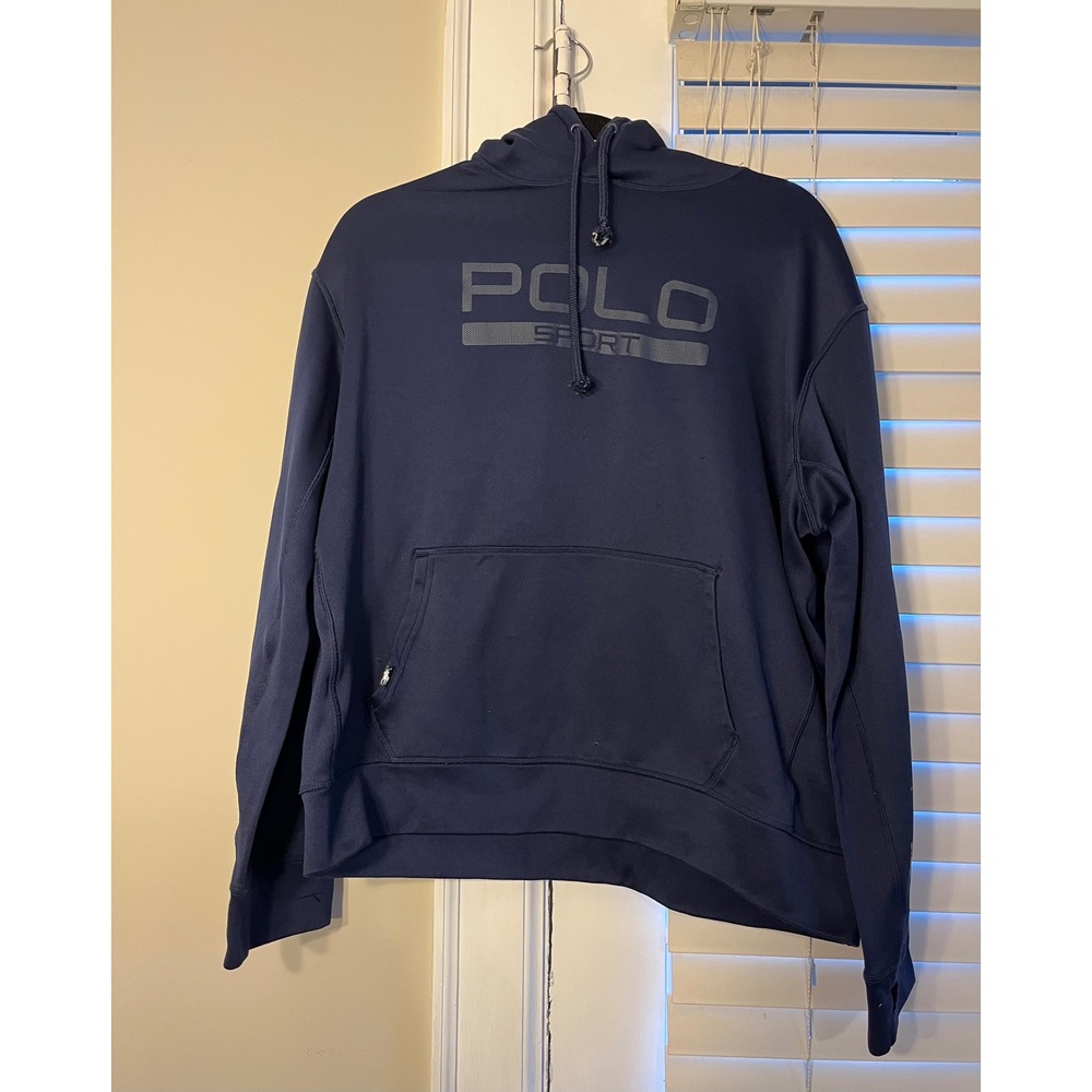 VTG Y2K Polo‎ Sport Ralph Lauren Navy Blue Performance Hoodie Pullover Mens XL